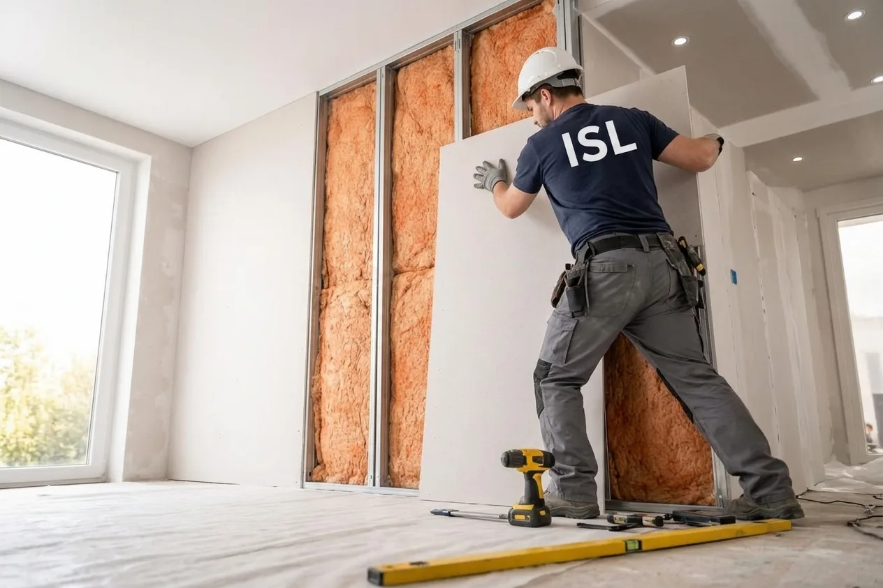 Pose d'une contre-cloison acoustique en copropriété par ISL à Boulogne-Billancourt Pose d'une contre-cloison acoustique en copropriété par ISL à Boulogne-Billancourt